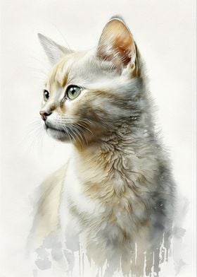 Burmilla Cat Watercolor 