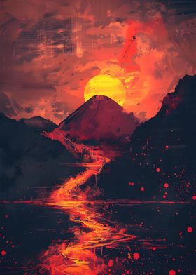 Lava River Minimal Sunset