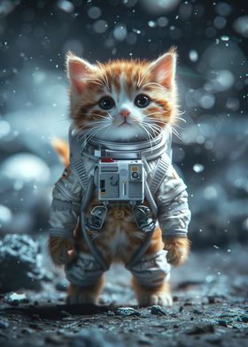 Adorable Kitten Astronaut