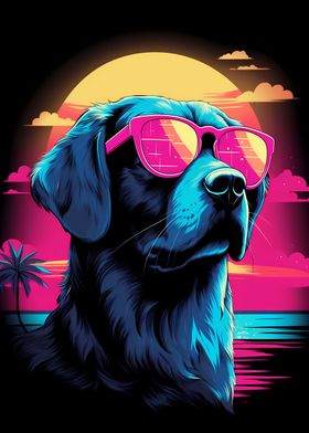 Dog in Miami Vice Style