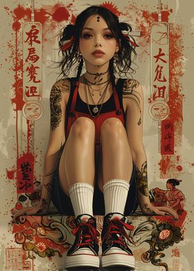 Asian Girl Retro Poster