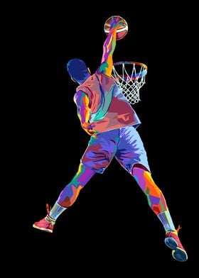 Playing basketball pop art