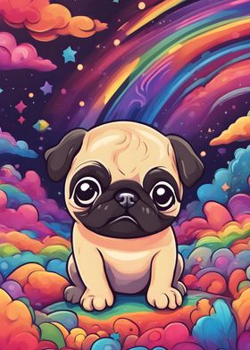 Colorful Cute Pug