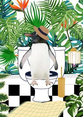 Penguin on the toilet