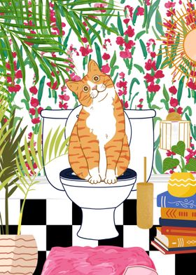 Cat on a Toilet