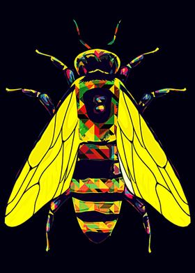 Winged bee pop art 