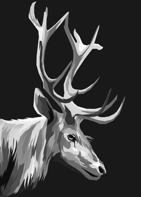 Deer Black And White Art