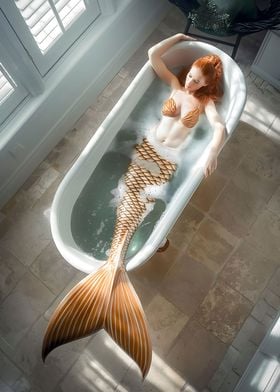 Mermaid in a bathtub
