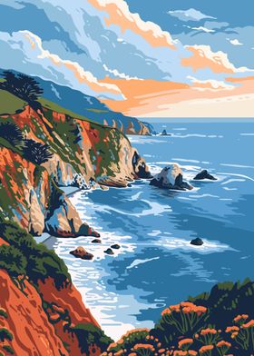 Big Sur Beach Coast Art