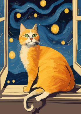 Starry Night Cat 