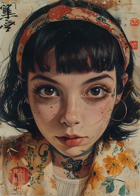 Asian Girl Vintage Poster