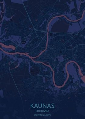 Kaunas BluePurple City Map