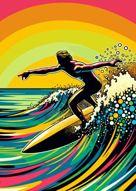 surfing wpap pop art color