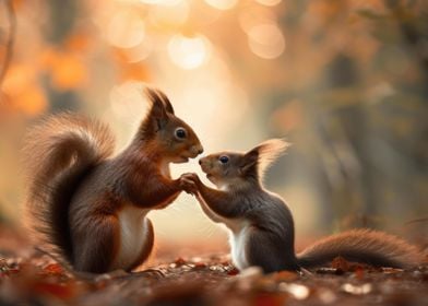 Squirrels Couple In Love