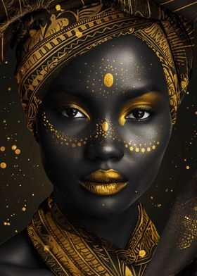 african woman gold art  