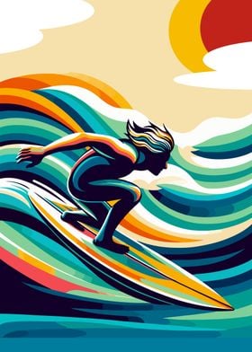 surfing wpap pop art color