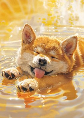 Shiba Adorable Water Fun