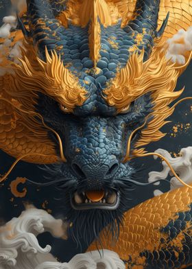 Dragon gold and blue