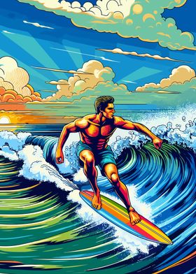 surfing wpap pop art color