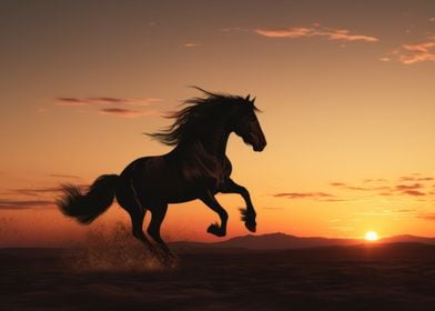 Wild Horse Running Desert