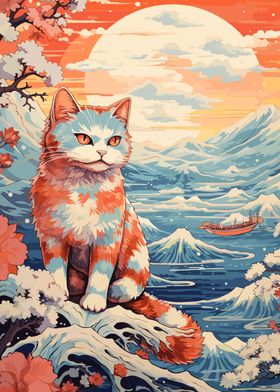 Cat Japanese Landscape