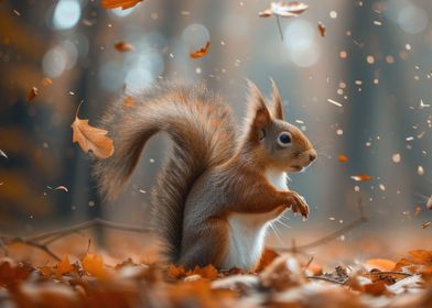 A Squirrel on Leaf Forest