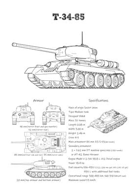 T 34 85 tank WW2 white