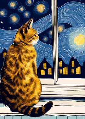 Starry Night Cat 