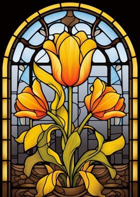 Stained Glass Tulips