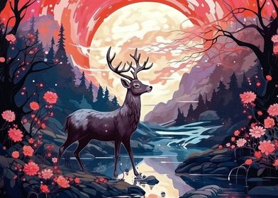 landscape deer animal