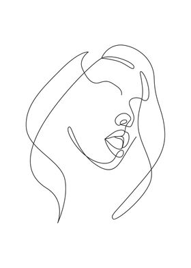 Erotic girl face line art