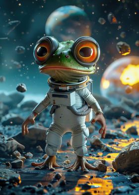 Cute Frog Exploring Space