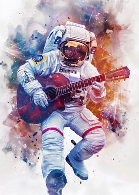 Astronaut Playing Guitar