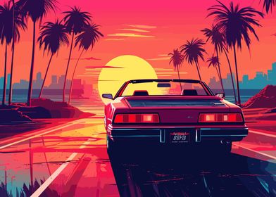 Retro Miami Neon Sunset