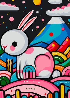 Pink Blue Rabbit Japanese