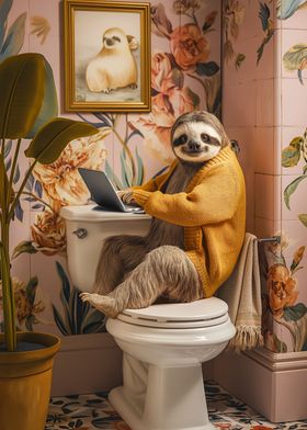 Sloth funny toilet Laptop
