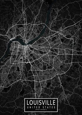 Louisville City Map Dark