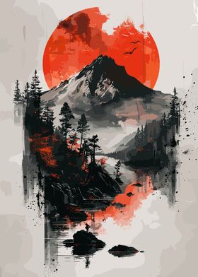 Japanese Mountain Painting