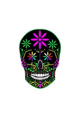Colorful skull with flower