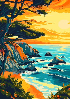 Big Sur Beach Coast Art