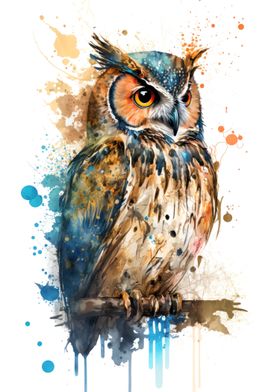 Owl in watercolor