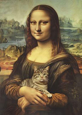 Mona Lisa with a cat