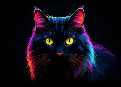 Colorful cat face