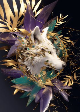 kintsugi art white wolf