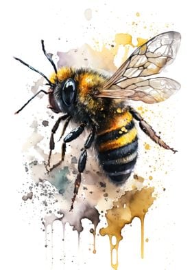 Bee in watercolor