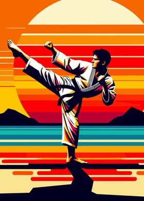 Karate wpap sunset pop art