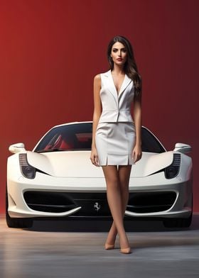 Girl and Ferrari car