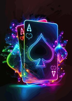 Poker Cards neon