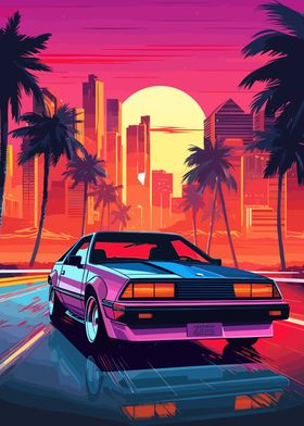 Retro Miami Neon Sunset