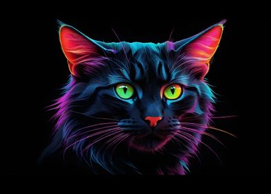 Colorful cat face